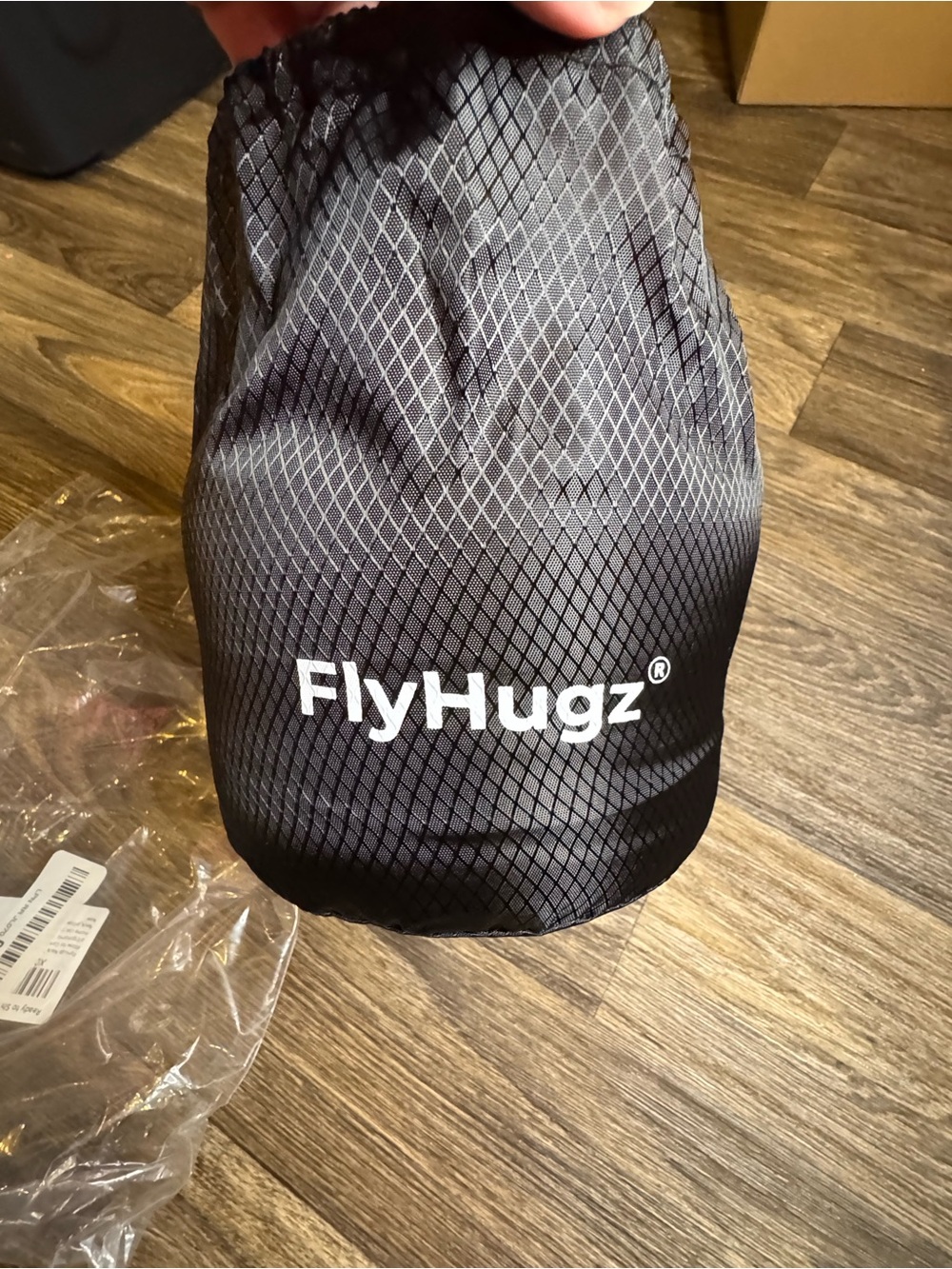 FlyHugz Travel pillow in compact carrying bag